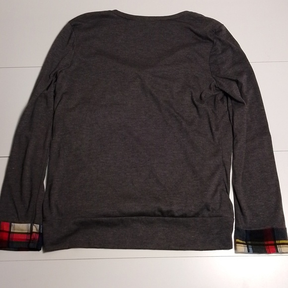 Dressfo faux wrap with attached plaid shirt size xl  wood buttons unique - Picture 5 of 6